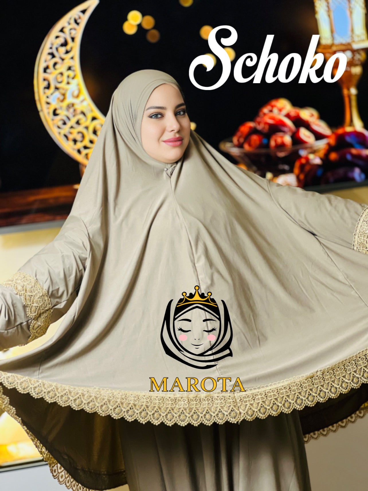 Gebetes Kleid aus Lycra طقم صلاة ليكرا مع دانتيل ذهبي