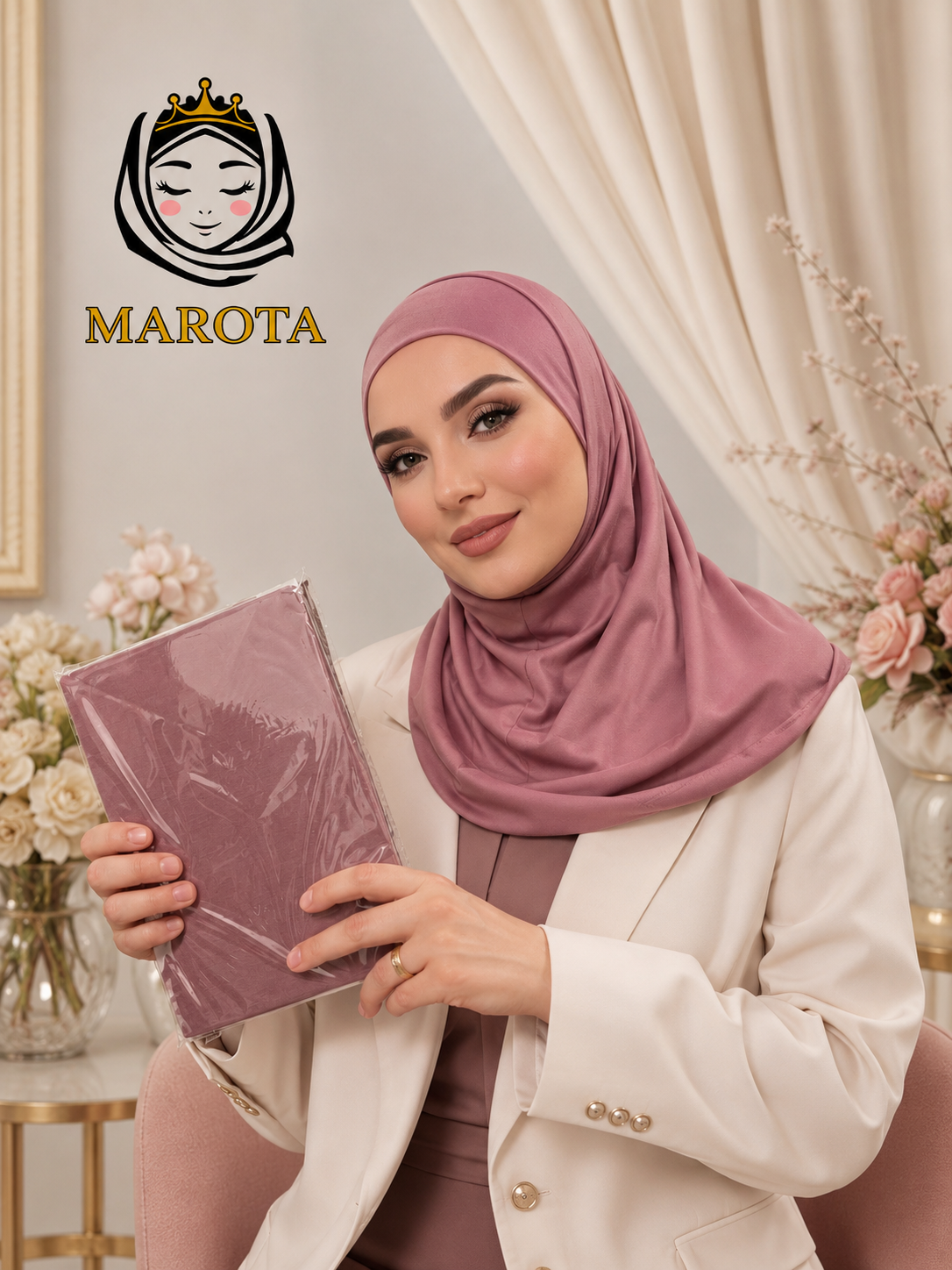 Baumwolle zwei Teile Hijab , حجاب قطعتين قطن