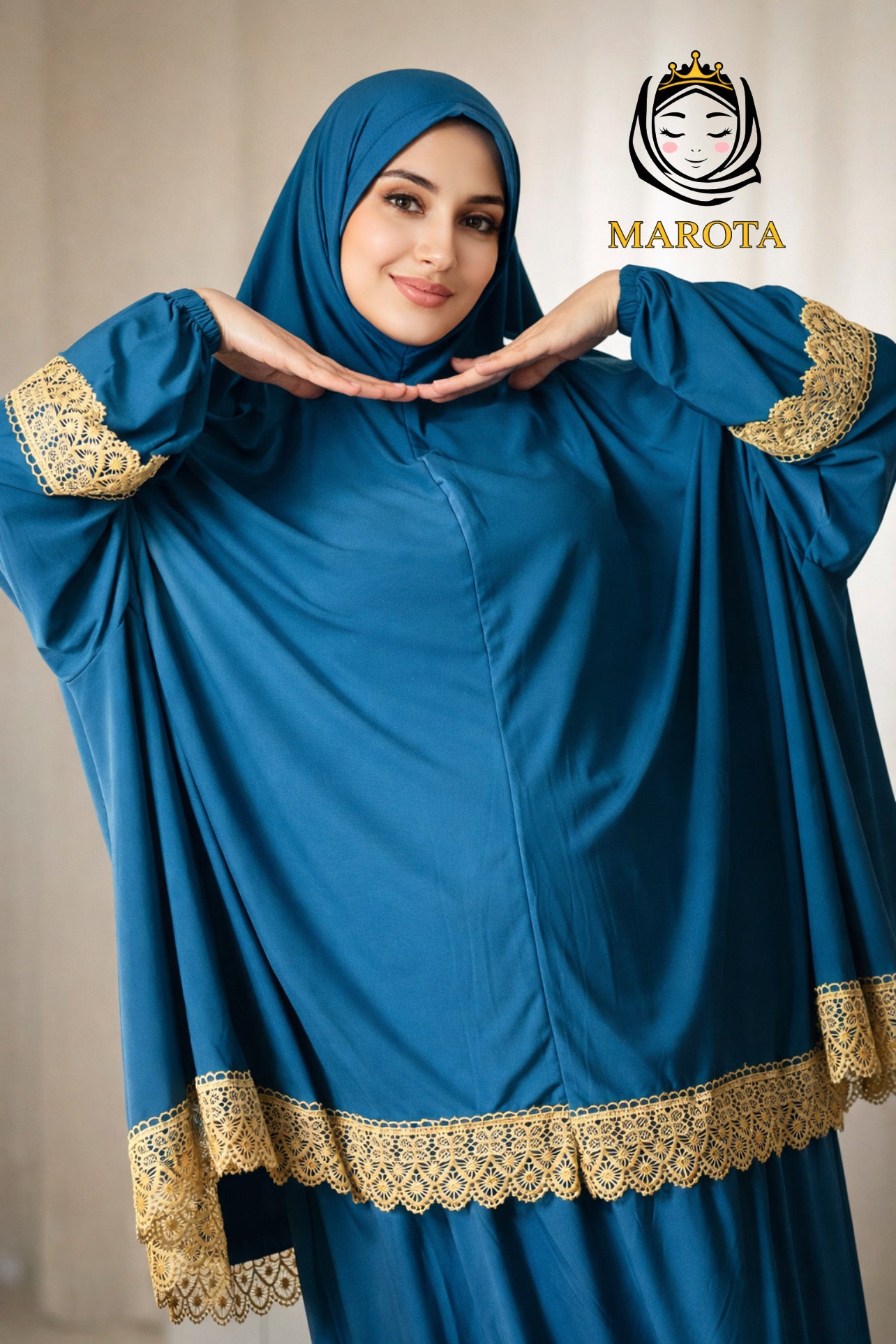 Gebetes Kleid aus Lycra طقم صلاة ليكرا مع دانتيل ذهبي