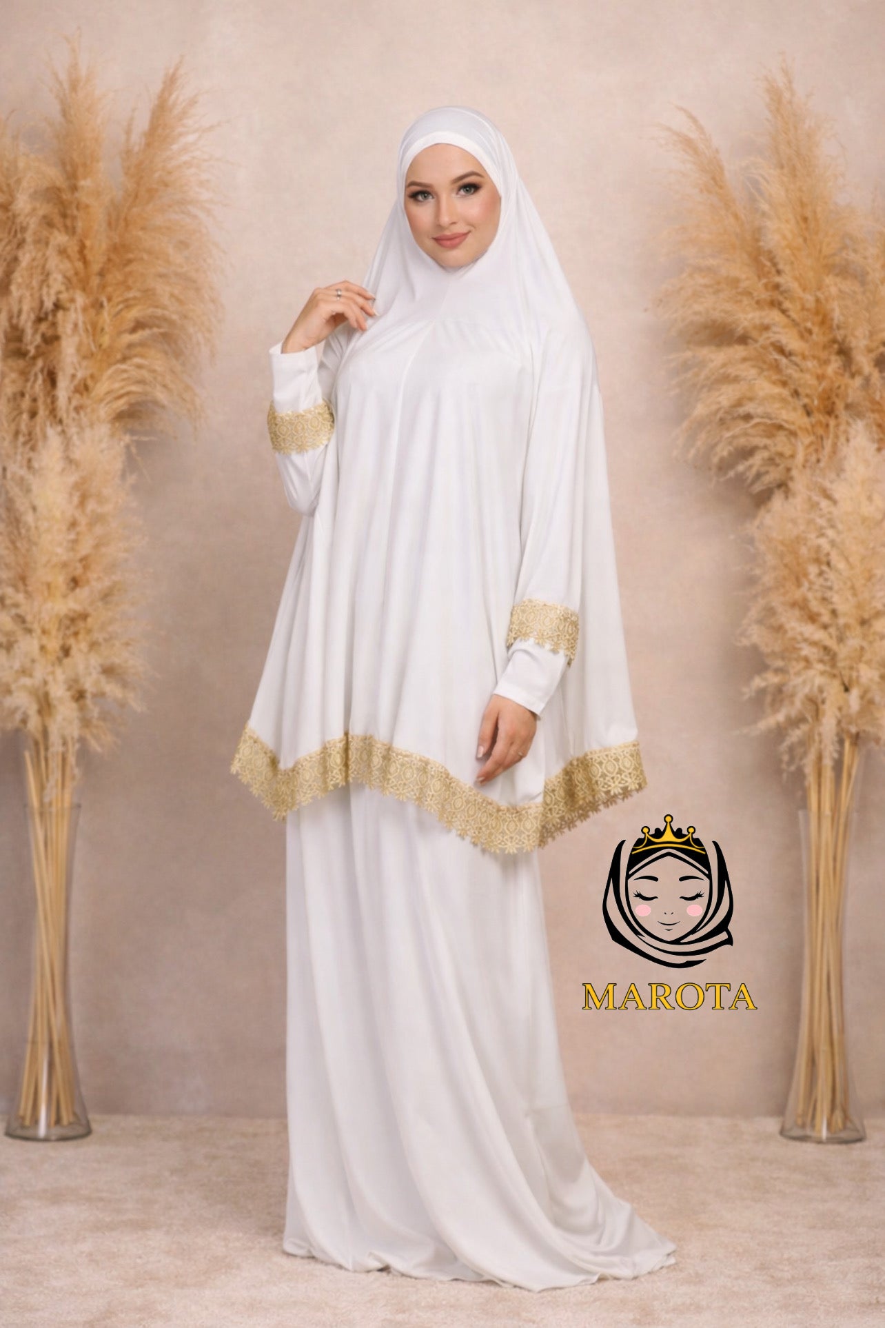 Gebetes Kleid aus Lycra طقم صلاة ليكرا مع دانتيل ذهبي
